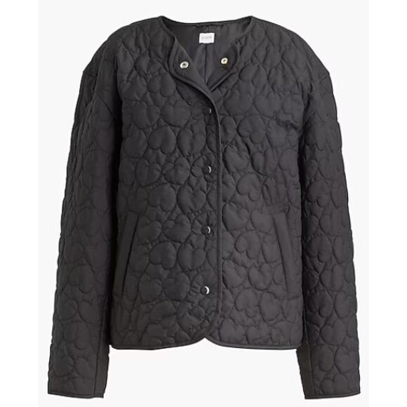 J. Crew Lightweight Quilted Heart Jacket Black 2X New NWT - Picture 2 of 12